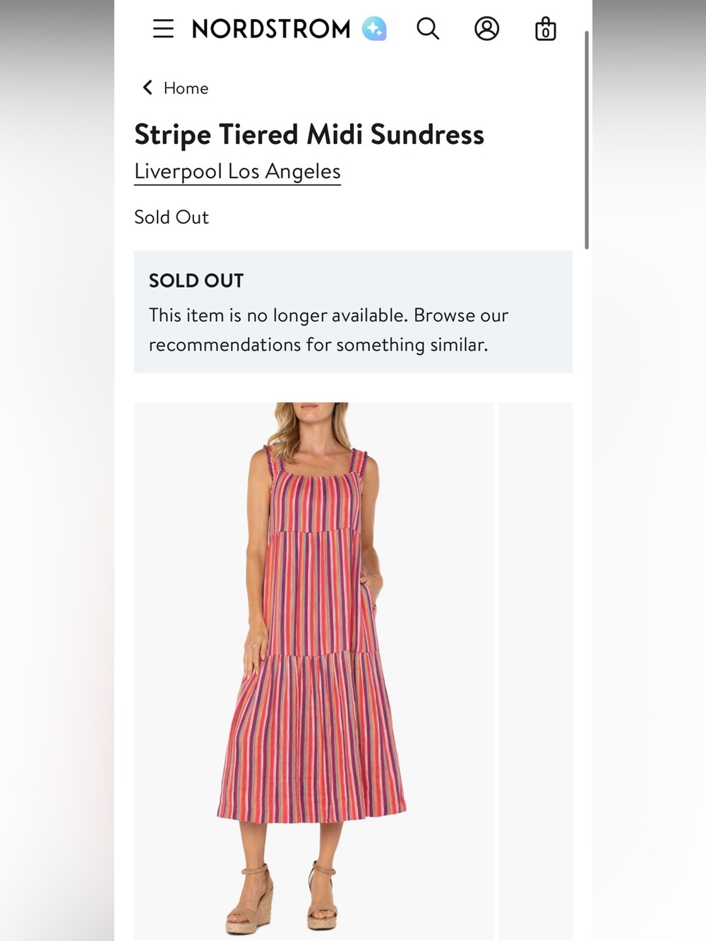 NWT Liverpool Los Angeles Striped Midi Sundress Multicolor Pockets Boho - Picture 6 of 11